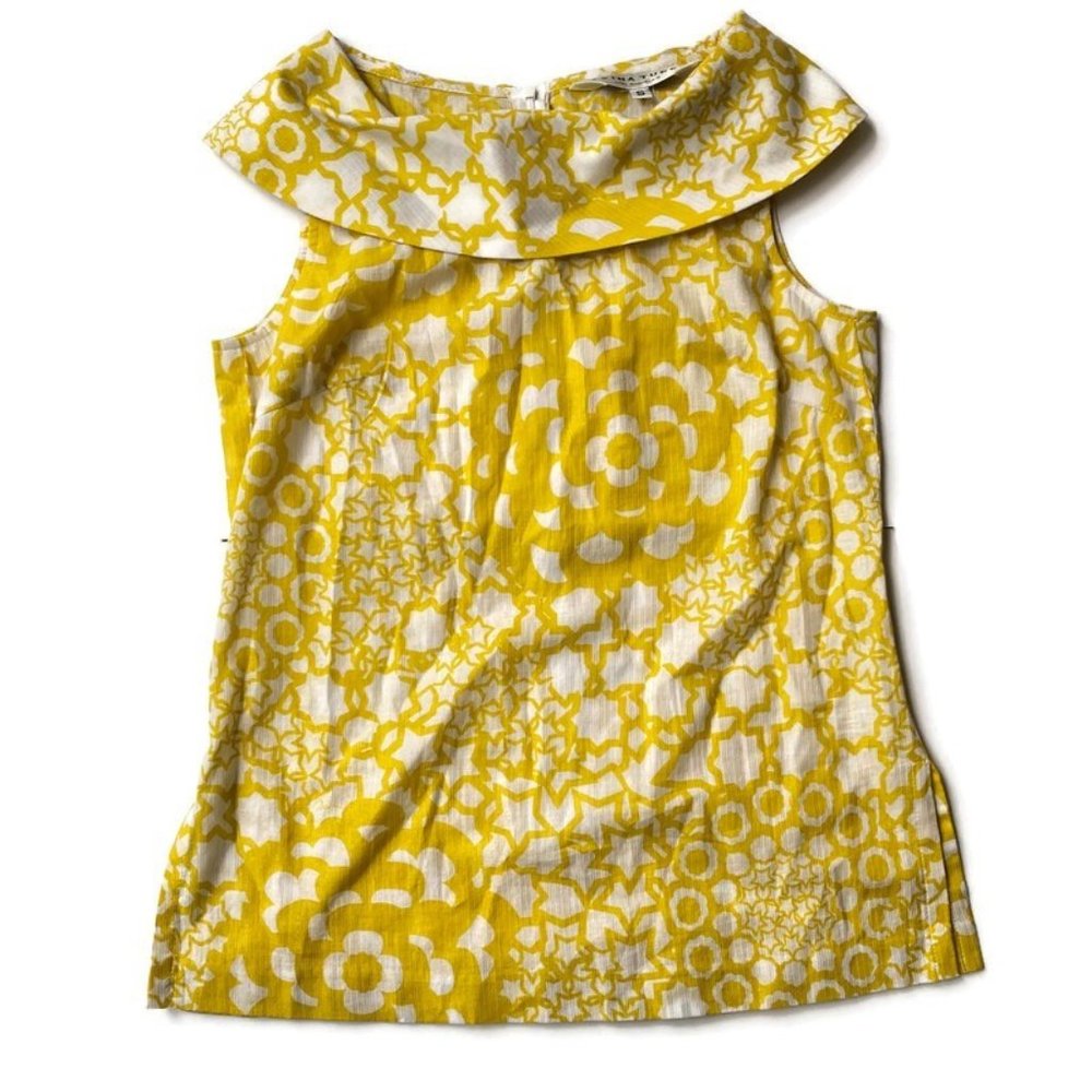 Trina Turk Yellow floral cap sleeve blouse